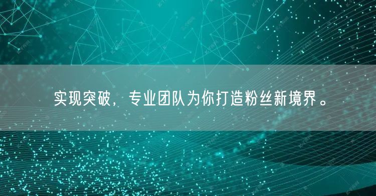 实现突破，专业团队为你打造粉丝新境界。