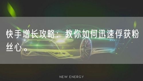 快手增长攻略：教你如何迅速俘获粉丝心。