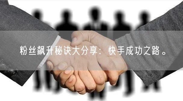 粉丝飙升秘诀大分享：快手成功之路。