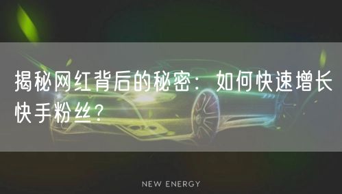 揭秘网红背后的秘密：如何快速增长快手粉丝？