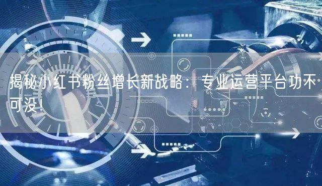 揭秘小红书粉丝增长新战略：专业运营平台功不可没！