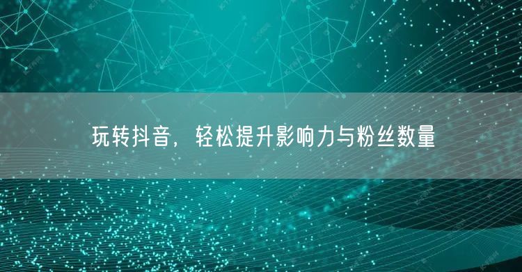 玩转抖音，轻松提升影响力与粉丝数量