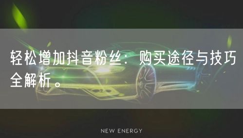 轻松增加抖音粉丝：购买途径与技巧全解析。