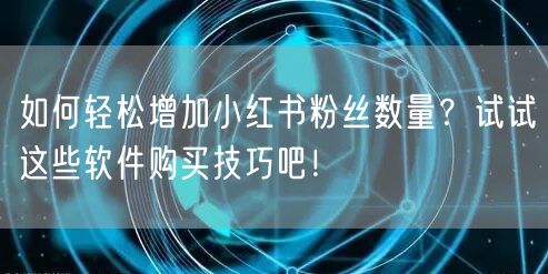 如何轻松增加小红书粉丝数量？试试这些软件购买技巧吧！