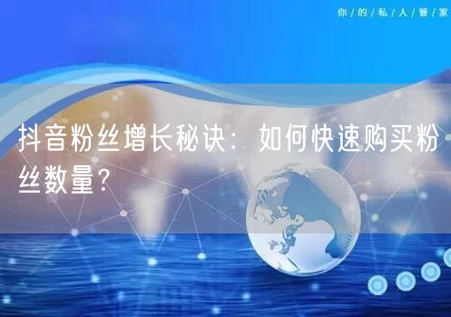 抖音粉丝增长秘诀：如何快速购买粉丝数量？