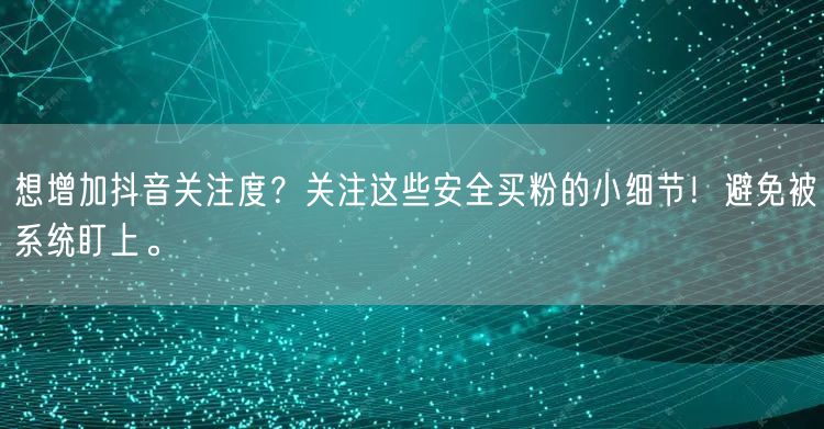 想增加抖音关注度？关注这些安全买粉的小细节！避免被系统盯上。