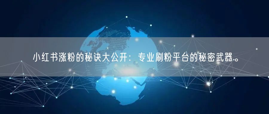 小红书涨粉的秘诀大公开：专业刷粉平台的秘密武器。