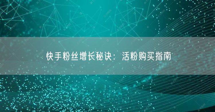 快手粉丝增长秘诀：活粉购买指南