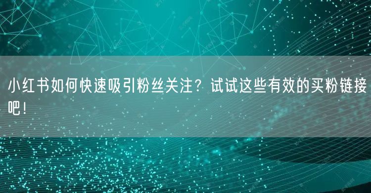 小红书如何快速吸引粉丝关注？试试这些有效的买粉链接吧！