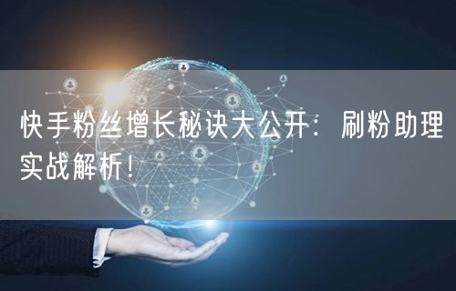 快手粉丝增长秘诀大公开：刷粉助理实战解析！