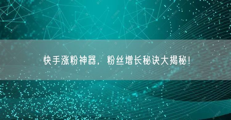快手涨粉神器，粉丝增长秘诀大揭秘！