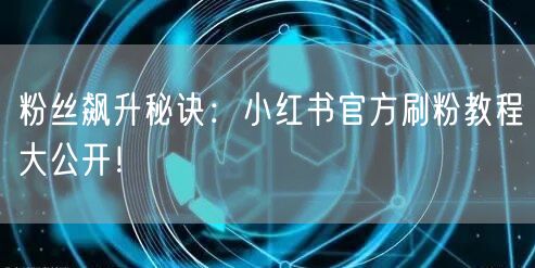 粉丝飙升秘诀：小红书官方刷粉教程大公开！