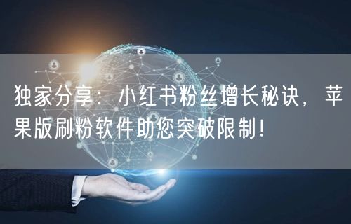 独家分享：小红书粉丝增长秘诀，苹果版刷粉软件助您突破限制！