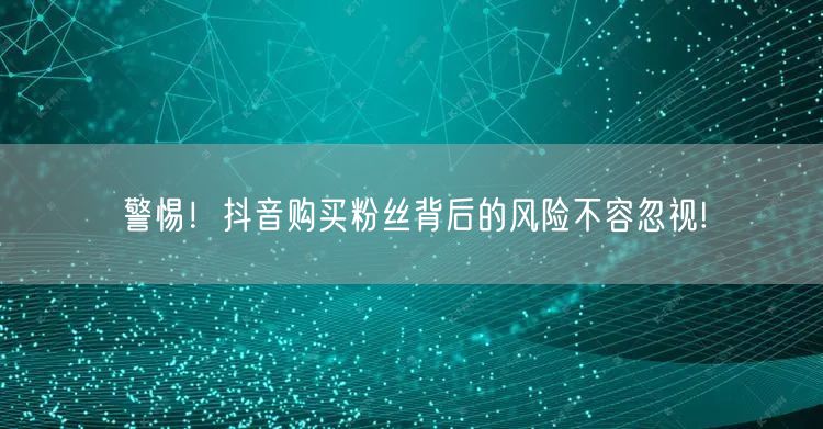 警惕！抖音购买粉丝背后的风险不容忽视!