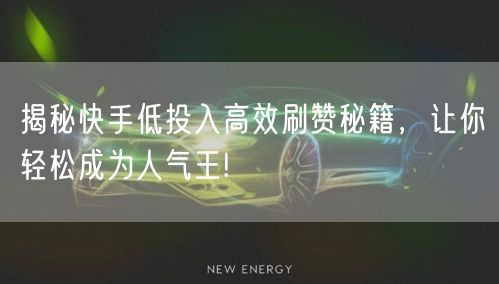 揭秘快手低投入高效刷赞秘籍，让你轻松成为人气王!