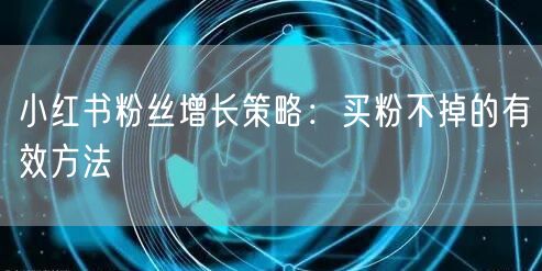 小红书粉丝增长策略：买粉不掉的有效方法