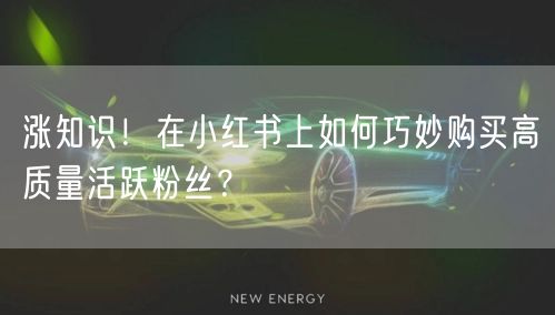涨知识！在小红书上如何巧妙购买高质量活跃粉丝？