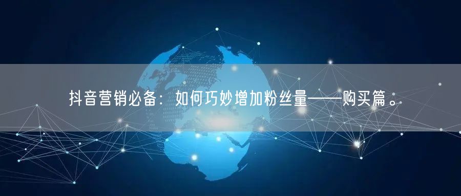 抖音营销必备：如何巧妙增加粉丝量——购买篇。