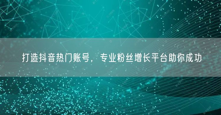 打造抖音热门账号，专业粉丝增长平台助你成功