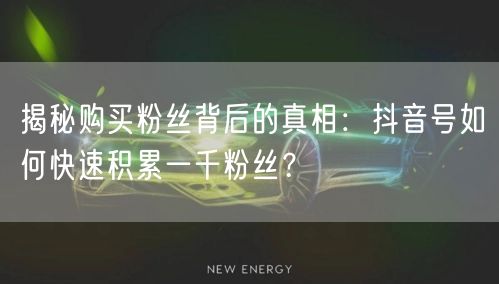 揭秘购买粉丝背后的真相：抖音号如何快速积累一千粉丝？