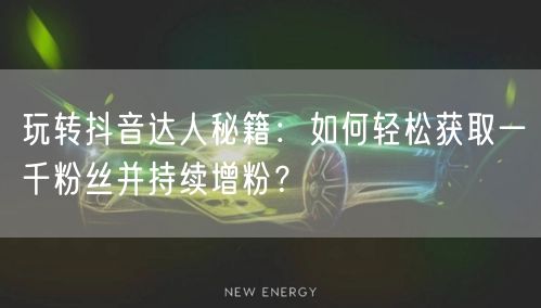 玩转抖音达人秘籍：如何轻松获取一千粉丝并持续增粉？