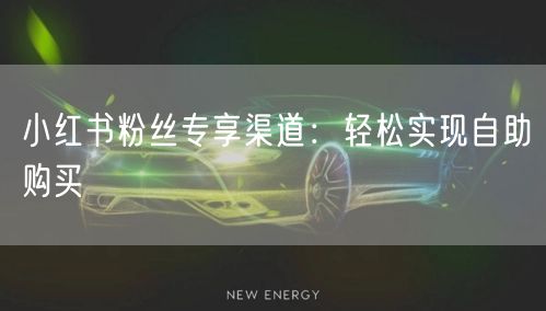 小红书粉丝专享渠道：轻松实现自助购买