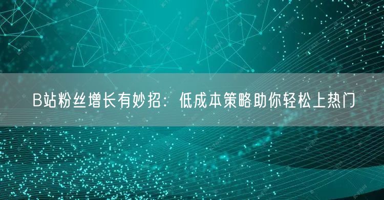 B站粉丝增长有妙招：低成本策略助你轻松上热门