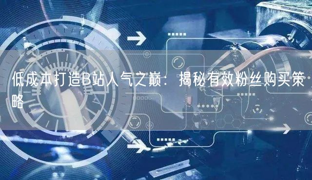 低成本打造B站人气之巅：揭秘有效粉丝购买策略