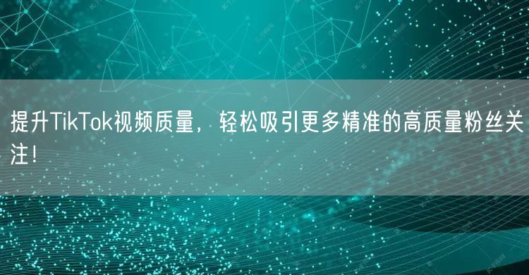 提升TikTok视频质量，轻松吸引更多精准的高质量粉丝关注！