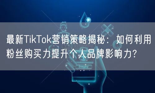 最新TikTok营销策略揭秘：如何利用粉丝购买力提升个人品牌影响力？
