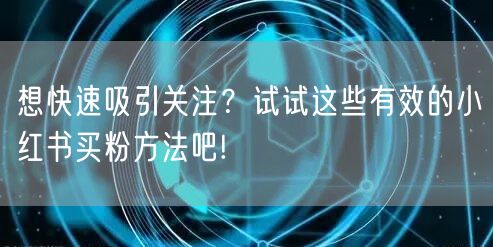 想快速吸引关注？试试这些有效的小红书买粉方法吧!