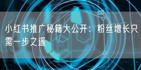 小红书推广秘籍大公开：粉丝增长只需一步之遥