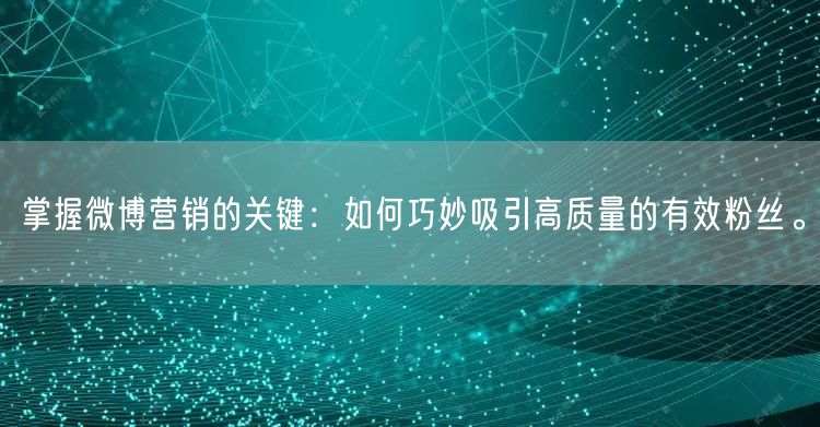 掌握微博营销的关键：如何巧妙吸引高质量的有效粉丝。