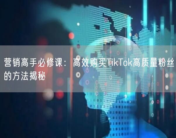 营销高手必修课：高效购买TikTok高质量粉丝的方法揭秘