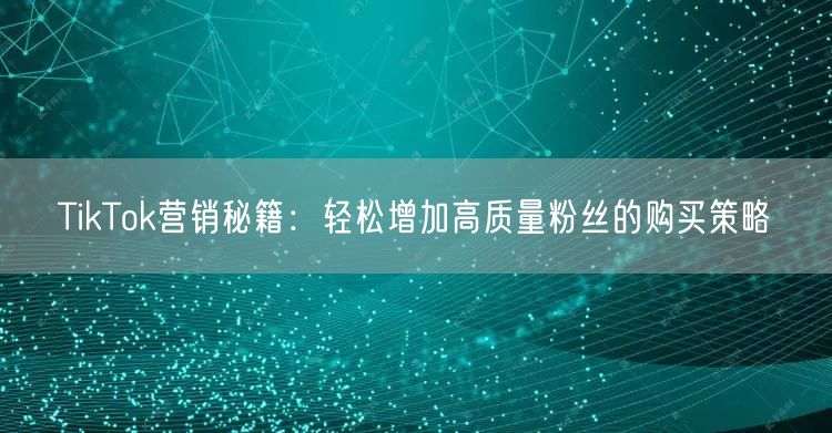 TikTok营销秘籍：轻松增加高质量粉丝的购买策略