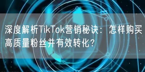 深度解析TikTok营销秘诀：怎样购买高质量粉丝并有效转化？