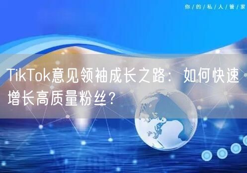 TikTok意见领袖成长之路：如何快速增长高质量粉丝？