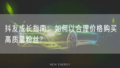 抖友成长指南：如何以合理价格购买高质量粉丝?