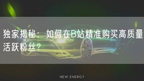 独家揭秘：如何在B站精准购买高质量活跃粉丝？