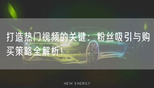 打造热门视频的关键：粉丝吸引与购买策略全解析！