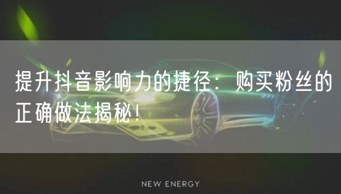 提升抖音影响力的捷径：购买粉丝的正确做法揭秘！