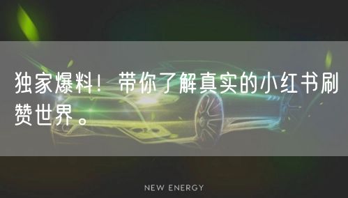 独家爆料！带你了解真实的小红书刷赞世界。