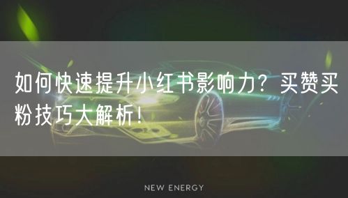 如何快速提升小红书影响力？买赞买粉技巧大解析！