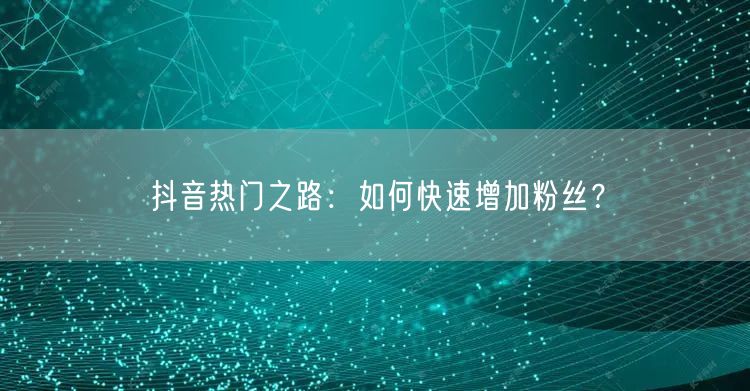 抖音热门之路：如何快速增加粉丝？