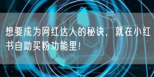 想要成为网红达人的秘诀，就在小红书自助买粉功能里！