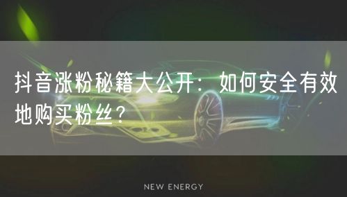 抖音涨粉秘籍大公开：如何安全有效地购买粉丝？