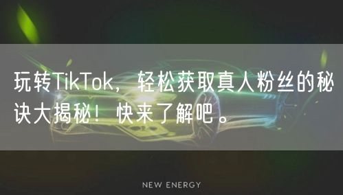 玩转TikTok，轻松获取真人粉丝的秘诀大揭秘！快来了解吧。